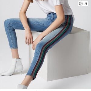 Blank NYC The Bond Rainbow Stripe Mid-Rise Skinny Jeans
